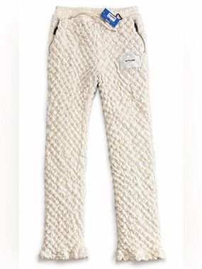 Sixth June Paris Cream Textured Stacked Flare Pants Size Small NWT